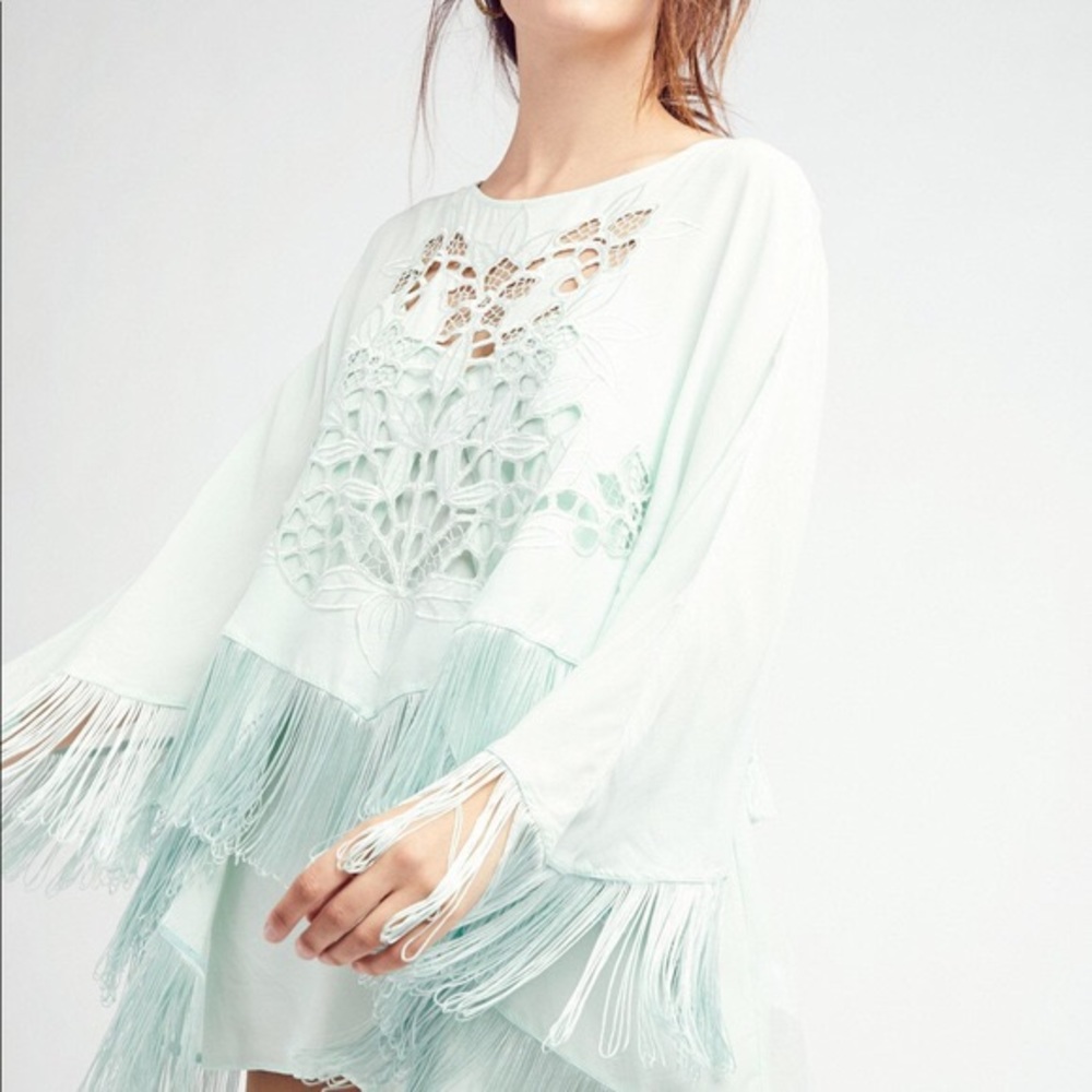 Free people Ramble On set romper and fringe cape